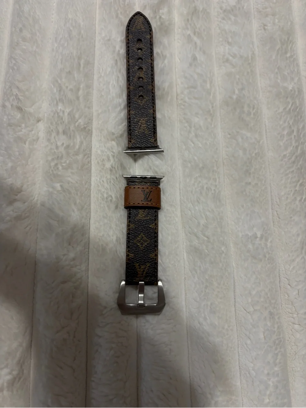 Louis Vuitton Brown Monogram Apple Watch Band with Tan Accent